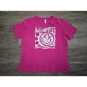 Blink-182 World Tour 23/24 Pink Graphic T-Shirt XL Crappy Punk Rock Smiley Logo